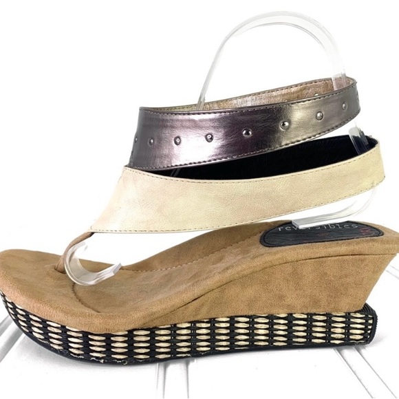 MODZORI WEDGE REVERSIBLE TWISTER SANDAL MULTICOLOUR SHOE NEUTRAL SLIP ON THONG 8 - Picture 5 of 10